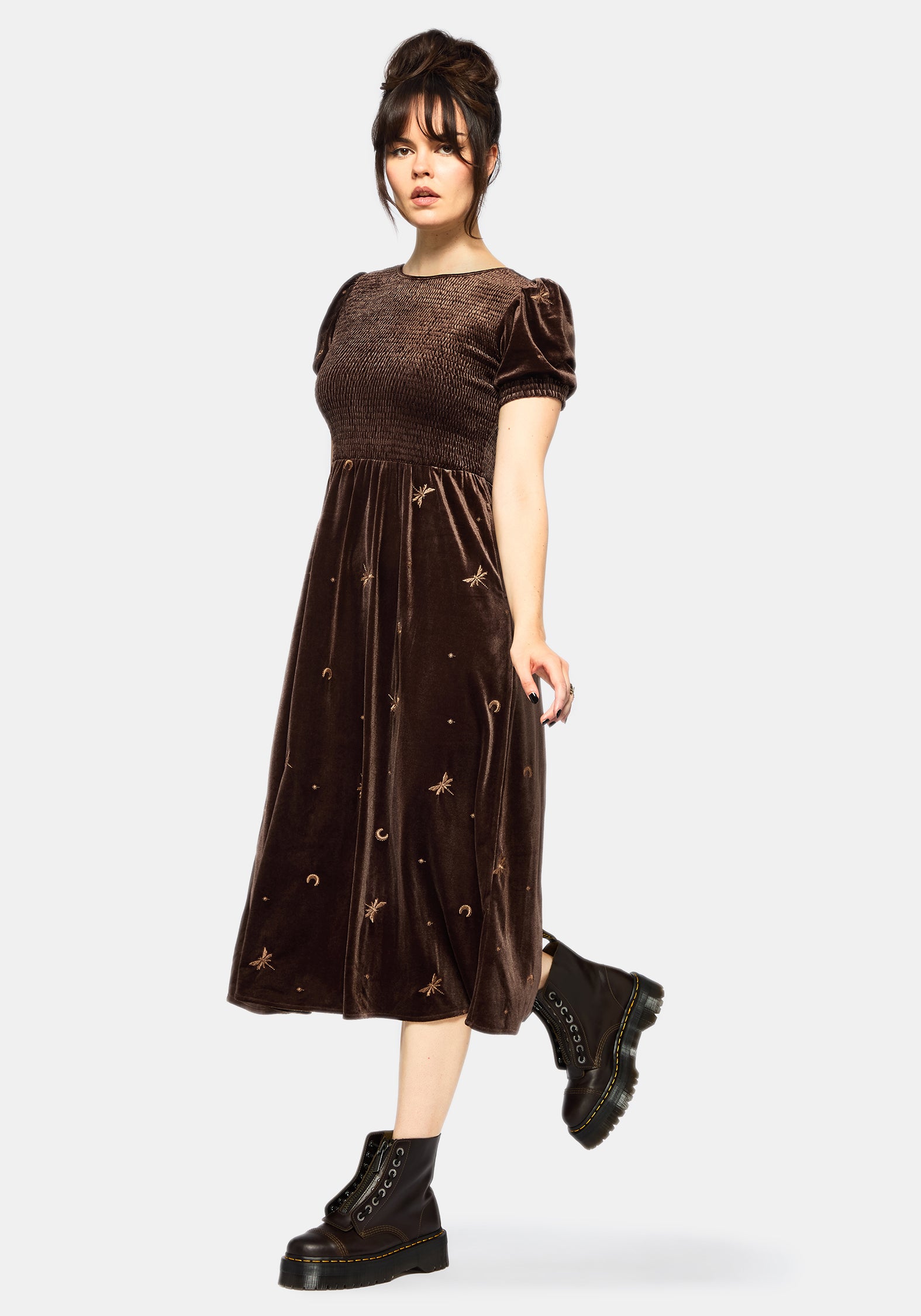 DR2910_SERAPHINEDRAGONFLYEMBROIDEREDVELOURSMOCKEDBODICEMIDIDRESS1