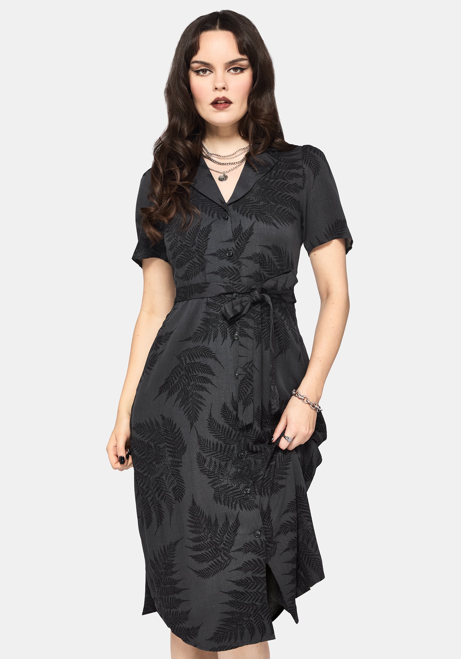 DR4558_RUINFERNPRINTEDBUTTONUPMIDISHIRTDRESS-GREY1