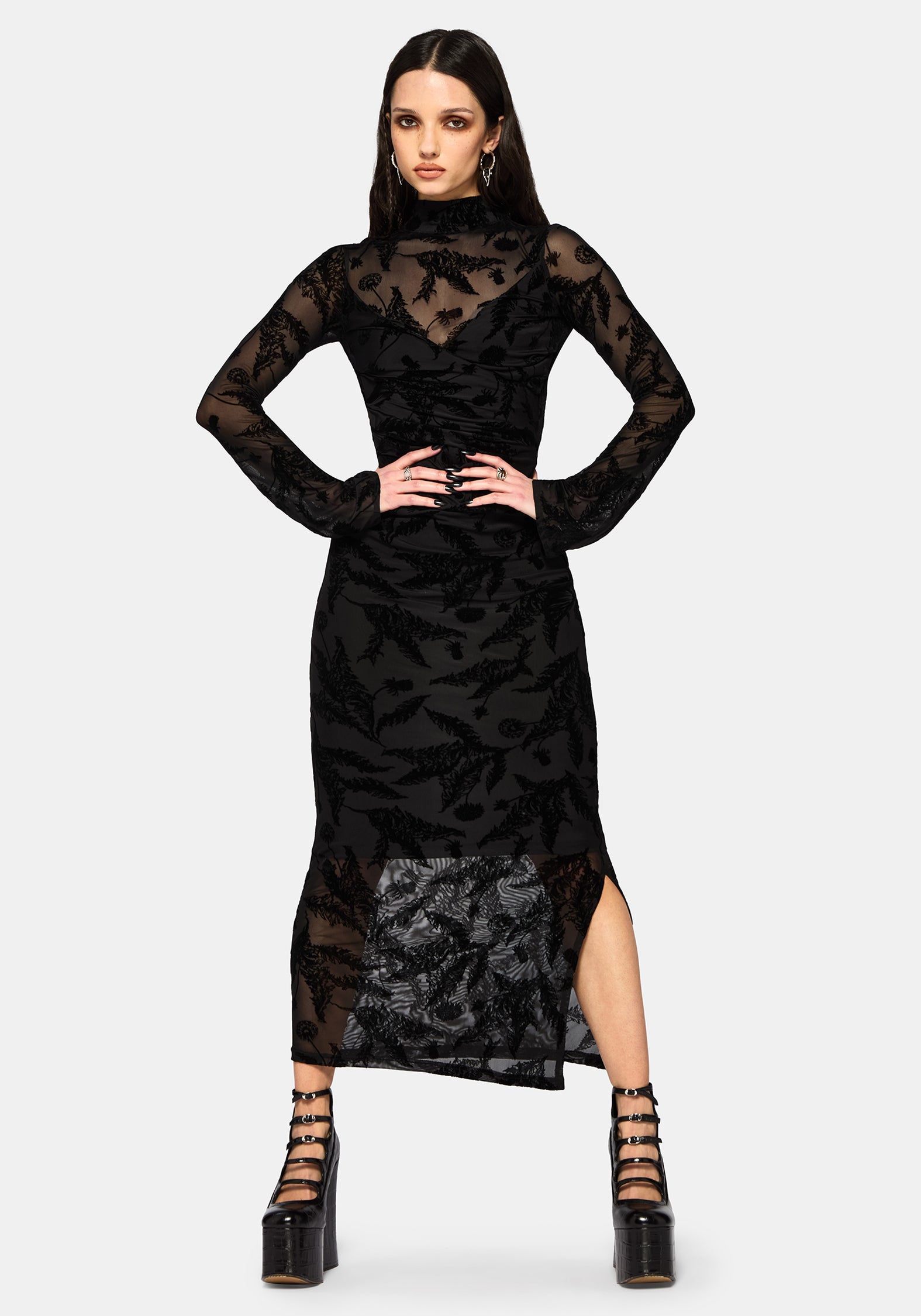 DR4959_CIMORADANDELIONFLOCKEDMESHRUCHEDMIDAXIDRESS_1