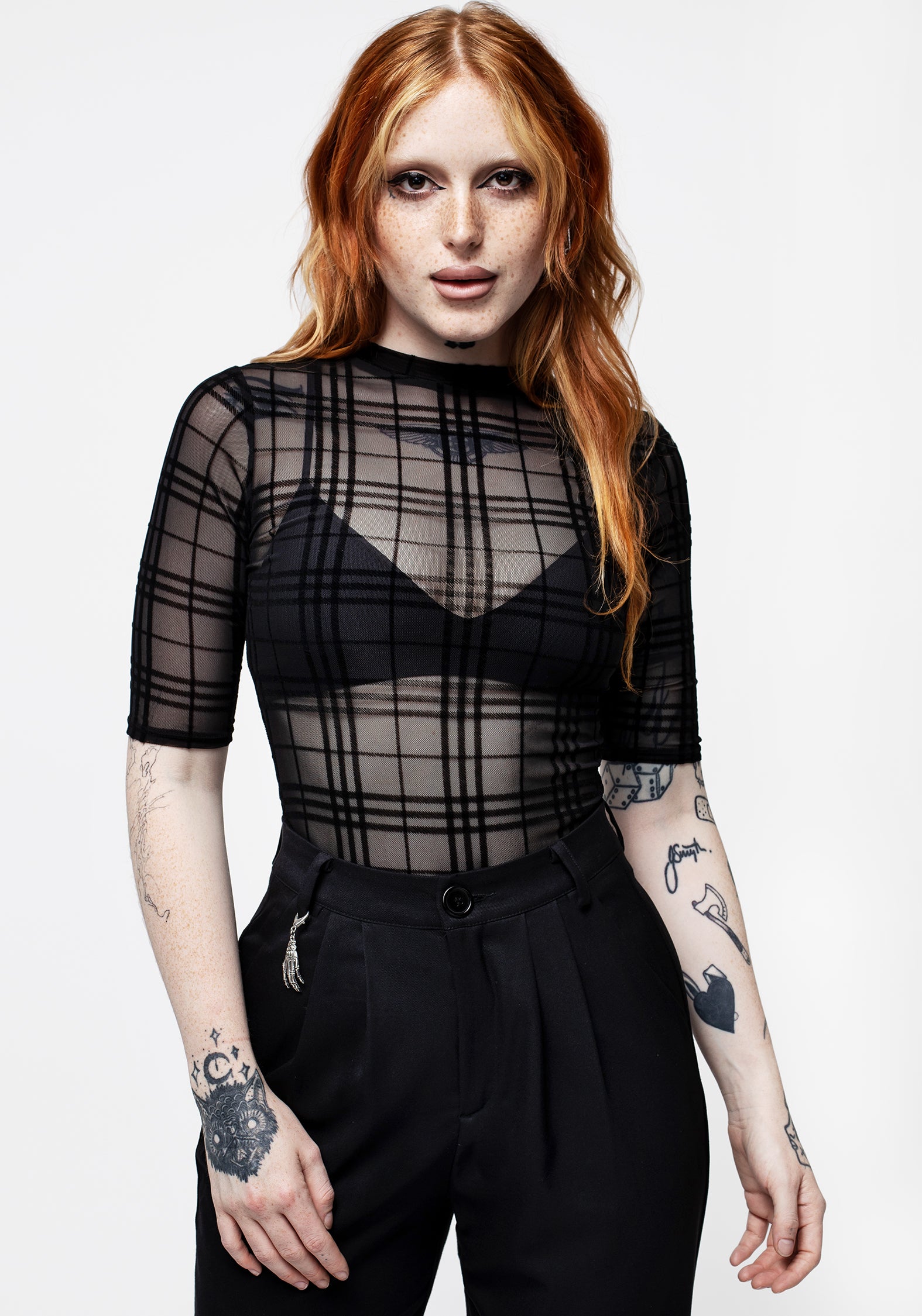 SS23M95B_Checked_Mesh_Short_Sleeve_Top_Black_002